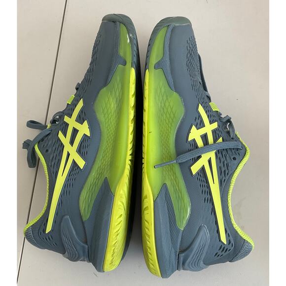 Asics Men\'s Gel-Resolution 9 Steel Blue Hazard Green Sneaker Size 6.5 Wide main image 8